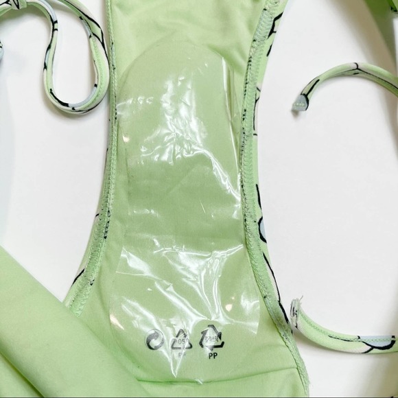 & Other Stories NWT Floral Patterned Green Side Tie Two Piece Bikini Size 8 - Picture 12 of 12